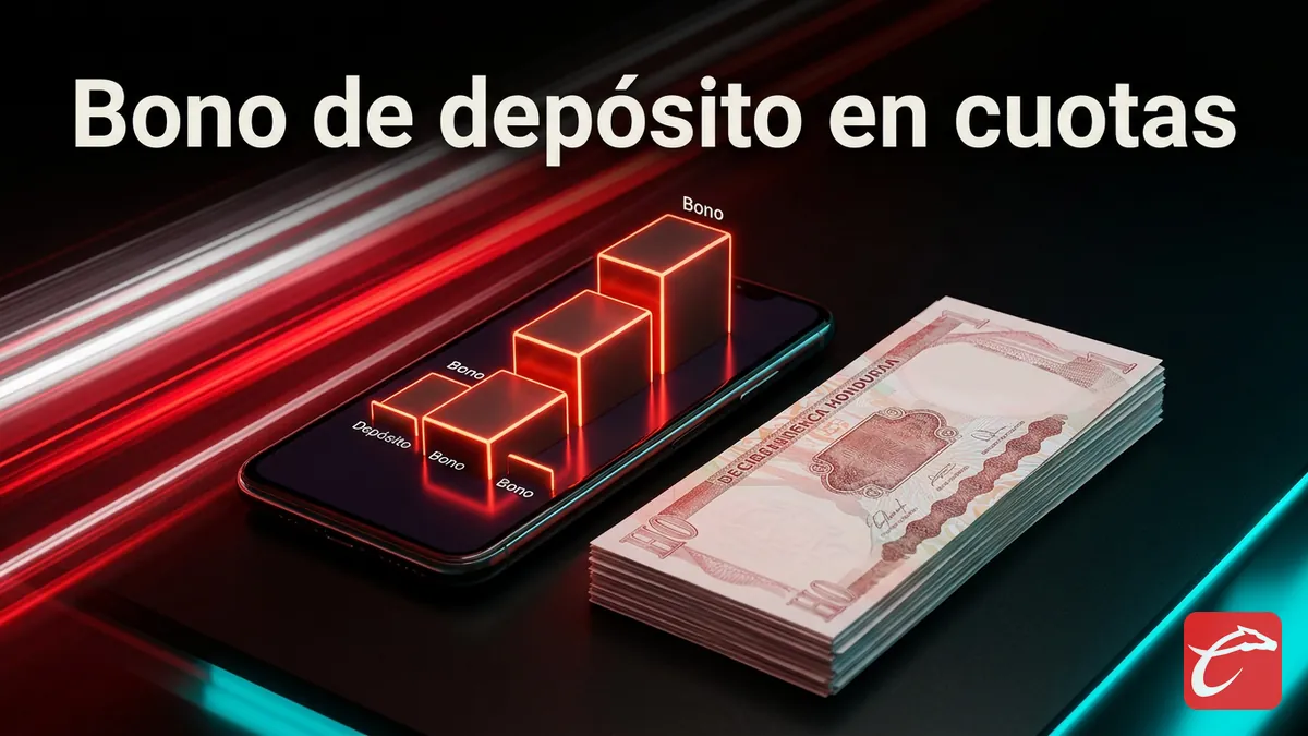 Simulación del bono de depósito de Caliente en Honduras con lempiras y una escalera de recompensas en el móvil