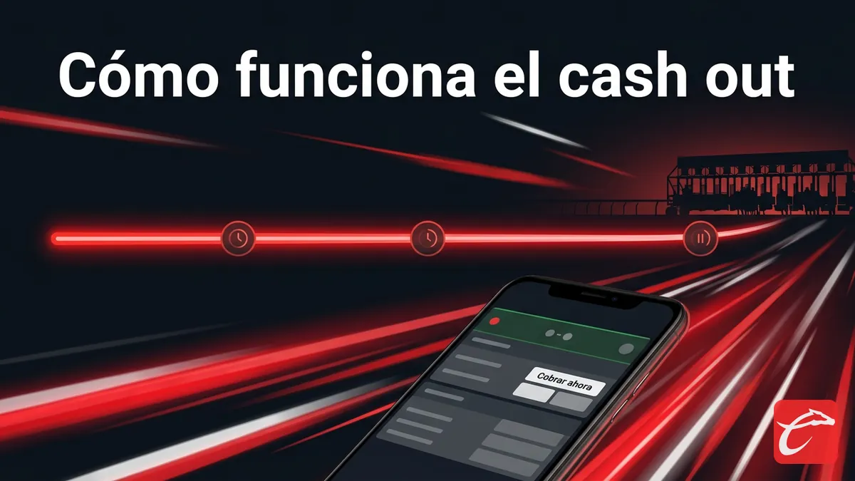 Explicación visual del cash out en apuestas deportivas de Caliente para usuarios de Honduras con una línea de tiempo roja
