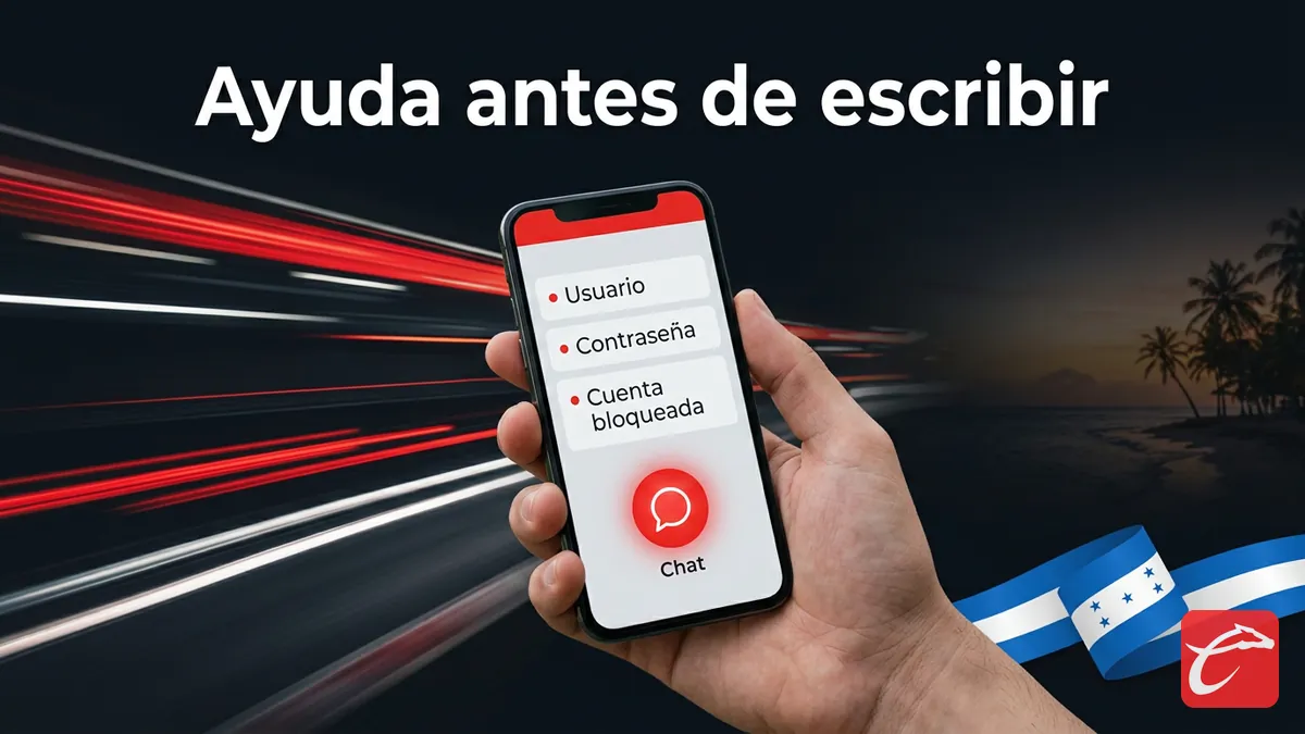 Guia de ayuda en la app de Caliente antes de contactar soporte, con bandera de Honduras y costa caribena