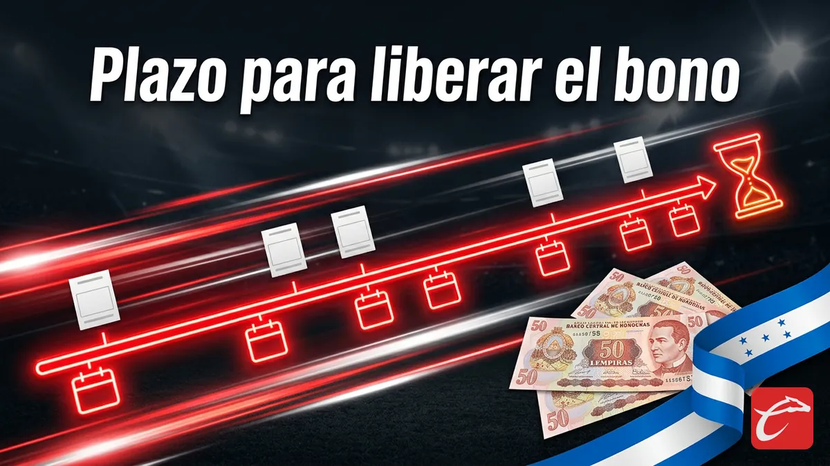 Plazo de caducidad del bono sin depósito de Caliente: línea de tiempo con lempiras y bandera de Honduras