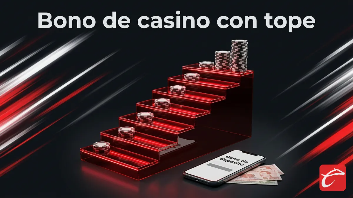 Simulación del bono de depósito de casino de Caliente México con tope en pesos