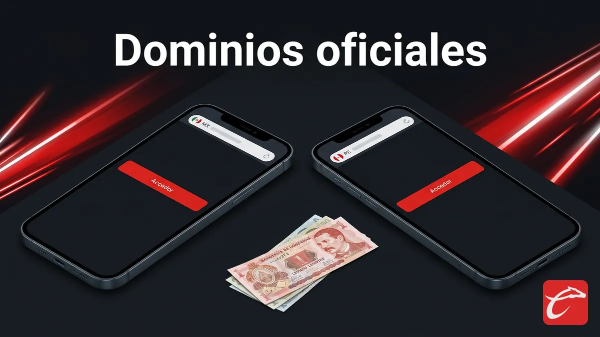 Comparacion de dos pantallas de dominios oficiales de Caliente junto a billetes de lempiras en Honduras